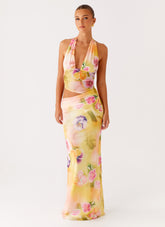 Main Act Halter Maxi Dress Sunburst Floral 2 Peppermayo