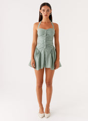 Fable Mini Dress Sage 1 Peppermayo