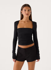 Georgia Long Sleeve Top - Black