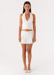 Mavis Mini Skirt White 1 Peppermayo