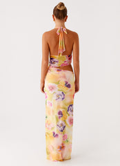 Main Act Halter Maxi Dress Sunburst Floral 4 Peppermayo