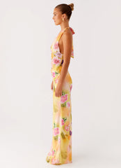 Main Act Halter Maxi Dress Sunburst Floral 3 Peppermayo